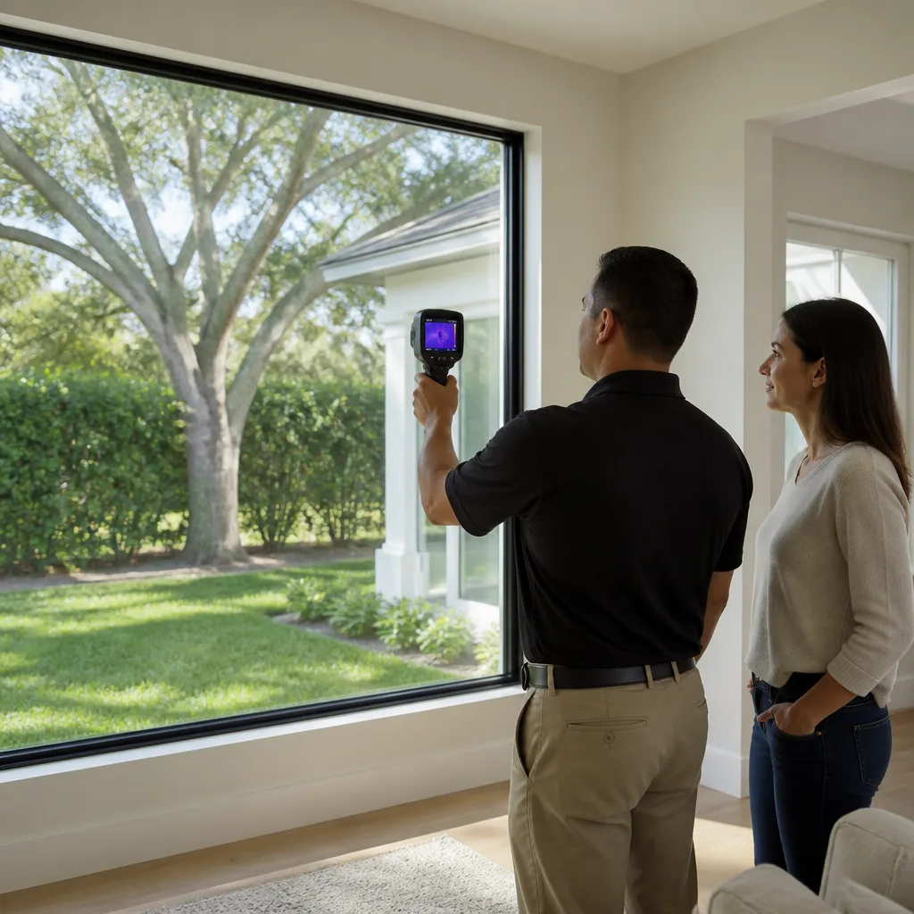 Energy-efficient triple-pane window profile with A-rated efficiency label in Fort Lauderdale, FL